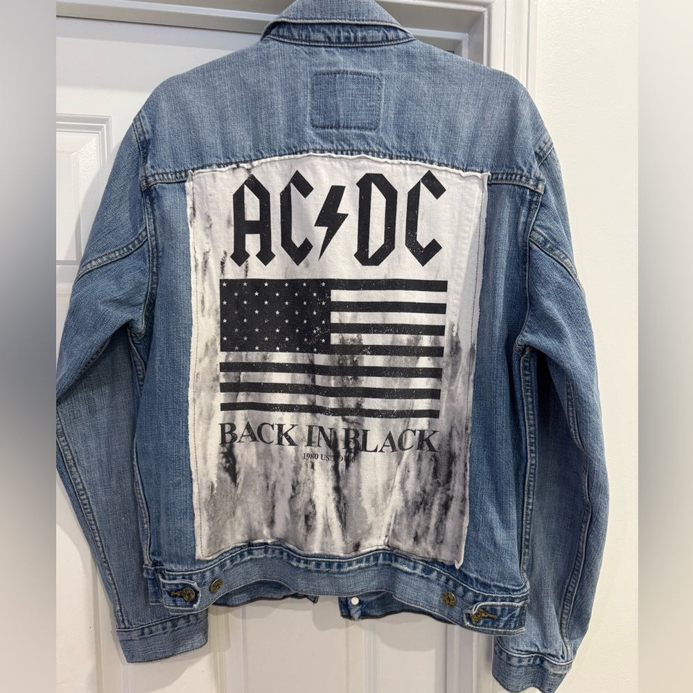 Vintage Levi Denim jacket with AC DC M-L